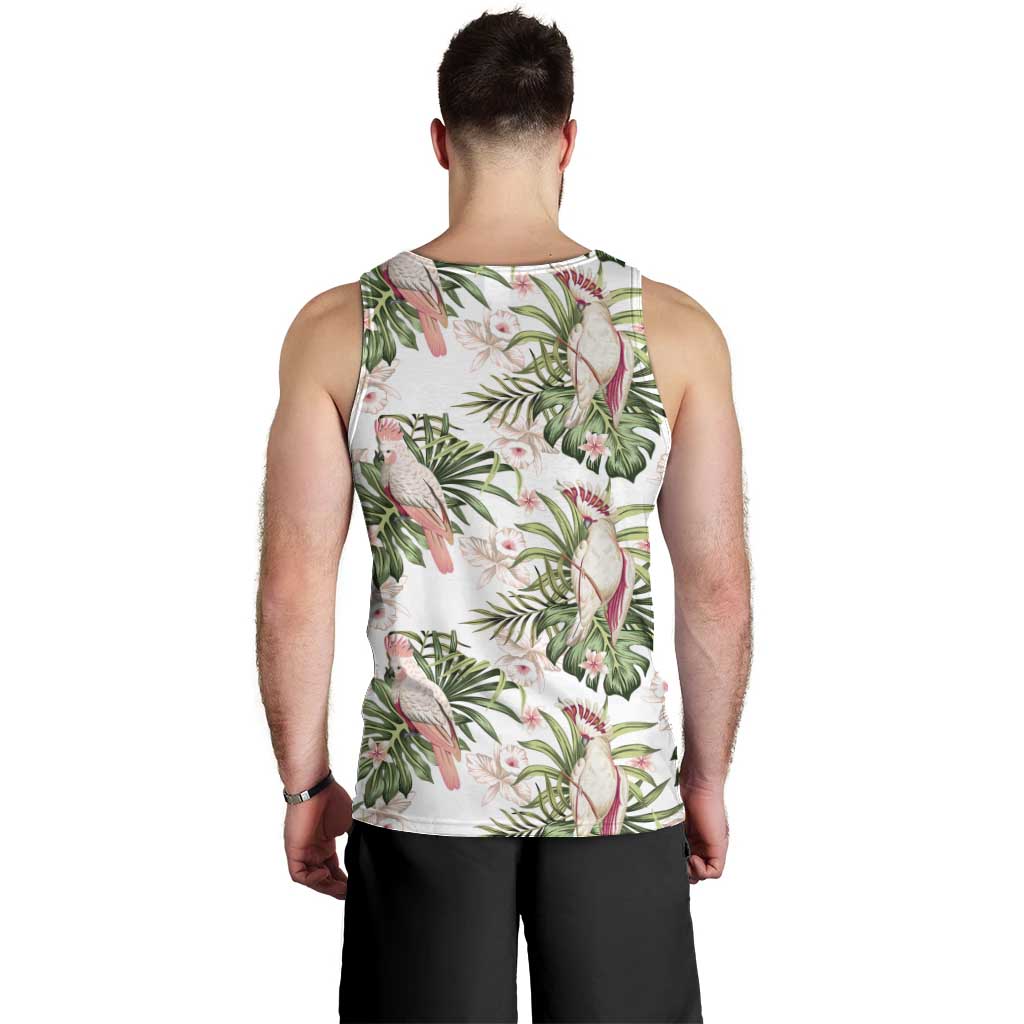 Australia Pink Cockatoo Men Tank Top Aussie Orchids - Seamless Pattern - Vibe Hoodie Shop
