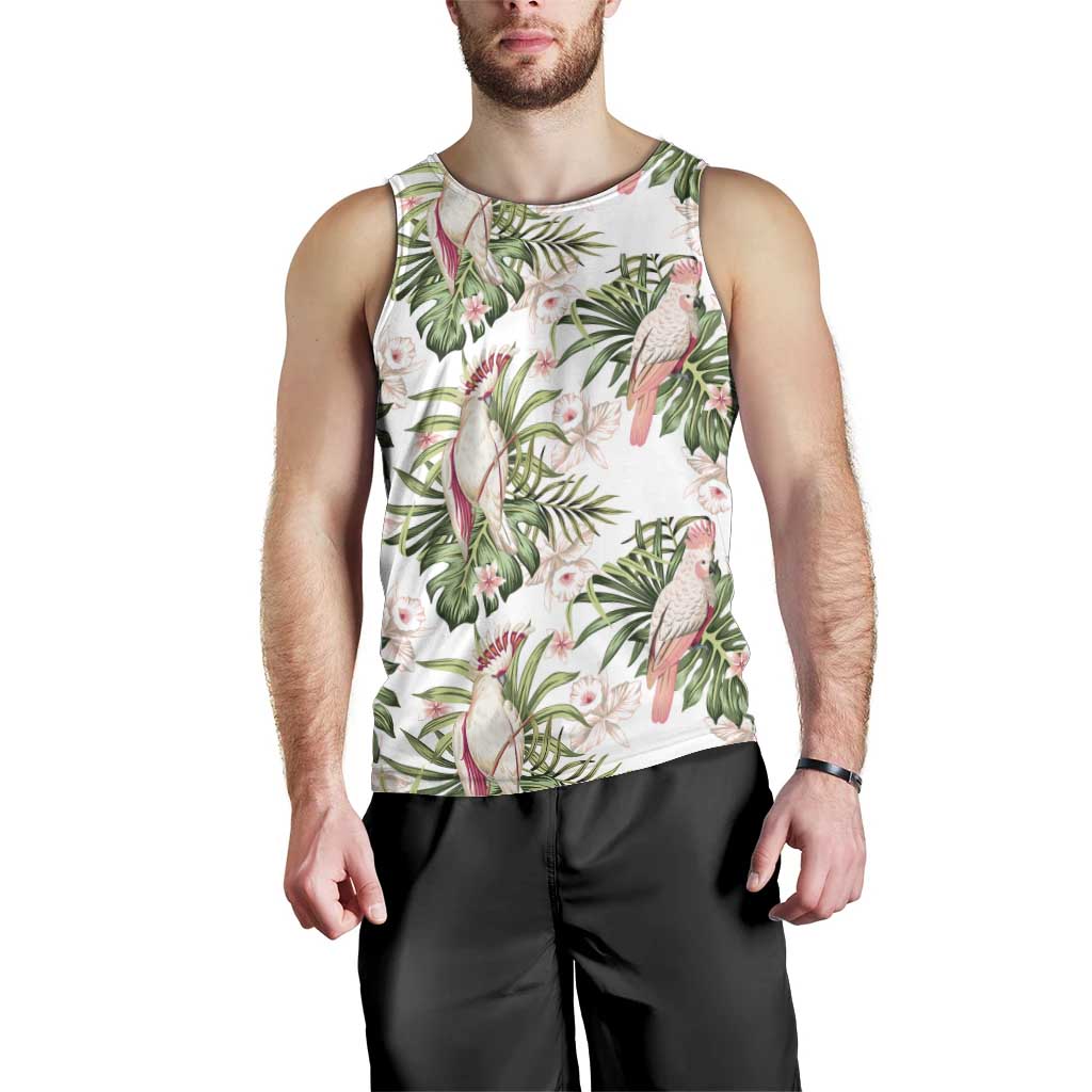 Australia Pink Cockatoo Men Tank Top Aussie Orchids - Seamless Pattern - Vibe Hoodie Shop