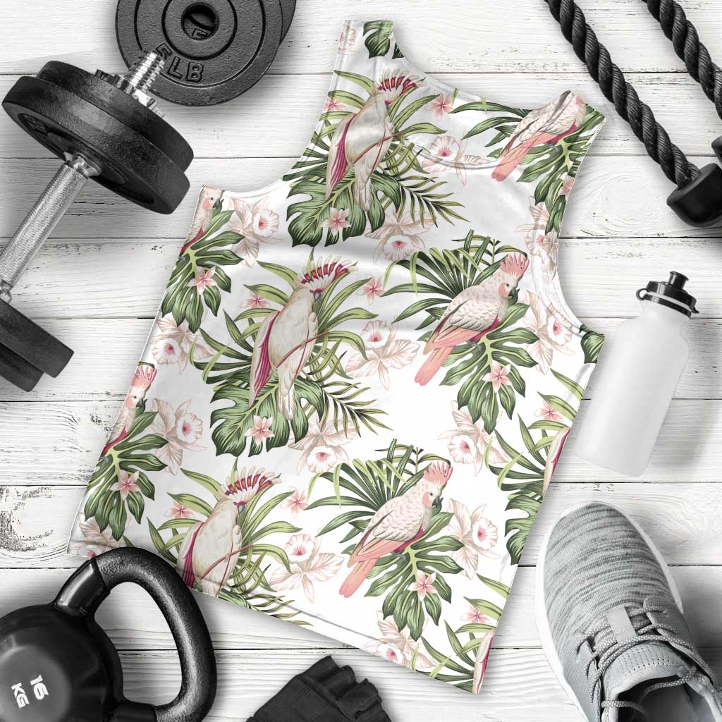 Australia Pink Cockatoo Men Tank Top Aussie Orchids - Seamless Pattern - Vibe Hoodie Shop