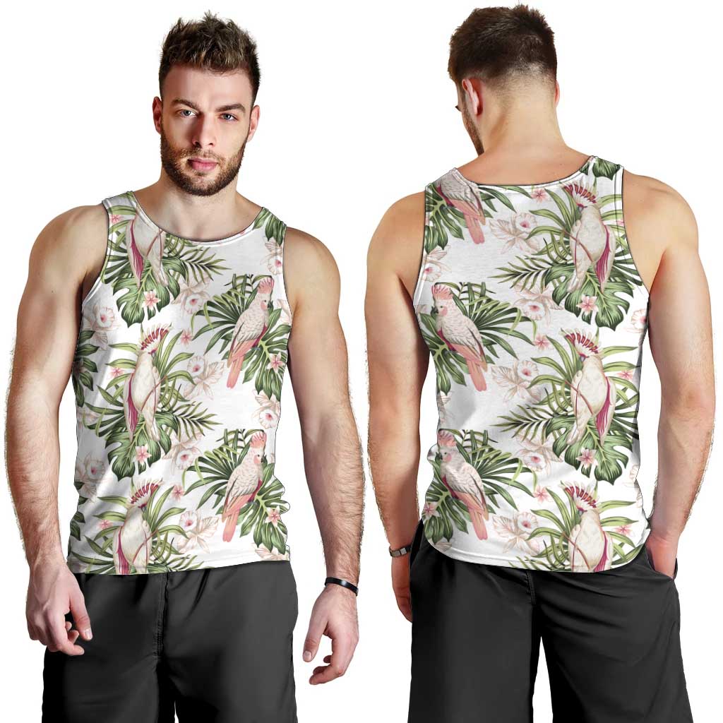 Australia Pink Cockatoo Men Tank Top Aussie Orchids - Seamless Pattern - Vibe Hoodie Shop