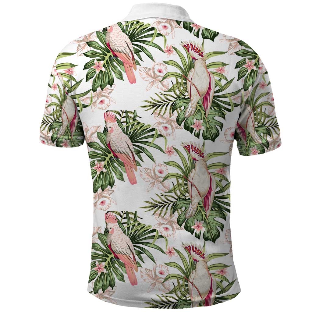 Australia Pink Cockatoo Polo Shirt Aussie Orchids - Seamless Pattern - Vibe Hoodie Shop