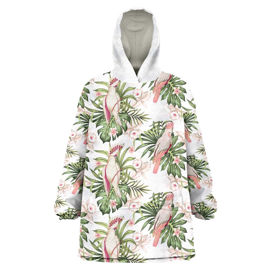 Australia Pink Cockatoo Wearable Blanket Hoodie Aussie Orchids - Seamless Pattern - Vibe Hoodie Shop
