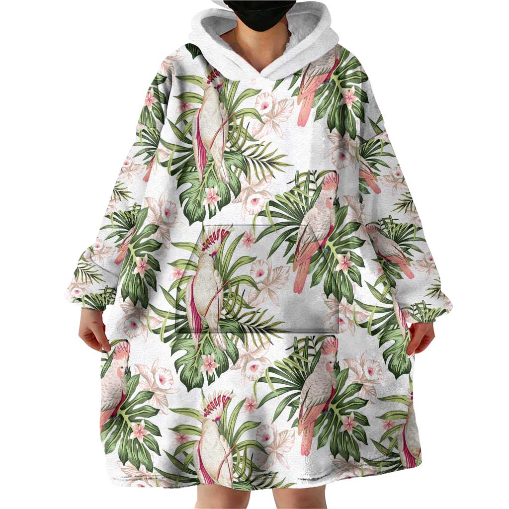 Australia Pink Cockatoo Wearable Blanket Hoodie Aussie Orchids - Seamless Pattern - Vibe Hoodie Shop