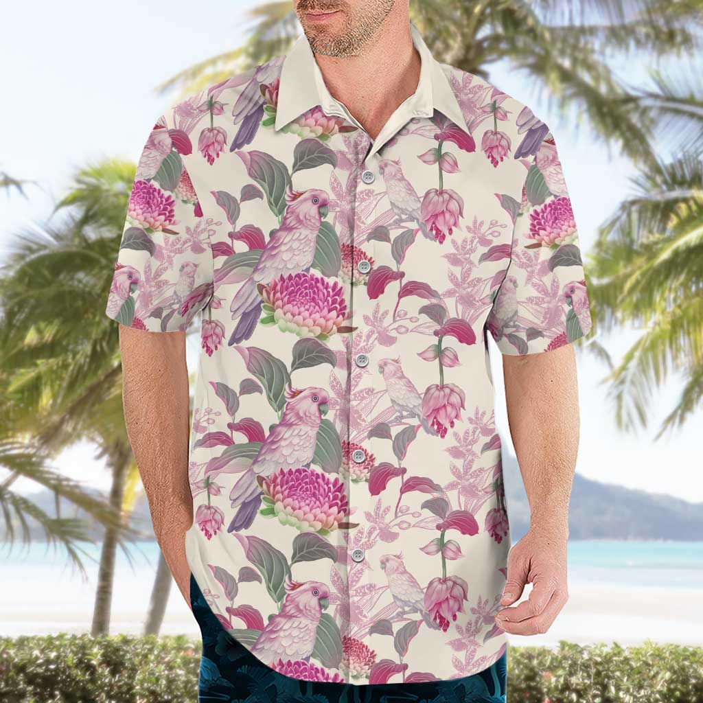 Pink Cockatoo Australia Hawaiian Shirt Tropical Flowers - Seamless Pattern - Vibe Hoodie Shop