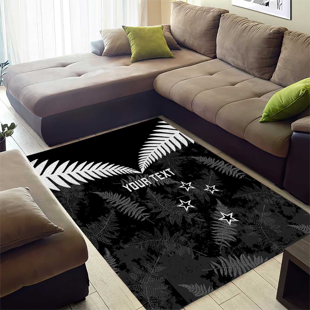 Custom New Zealand Silver Fern Football Area Rug Go Aotearoa Grunge Black - Vibe Hoodie