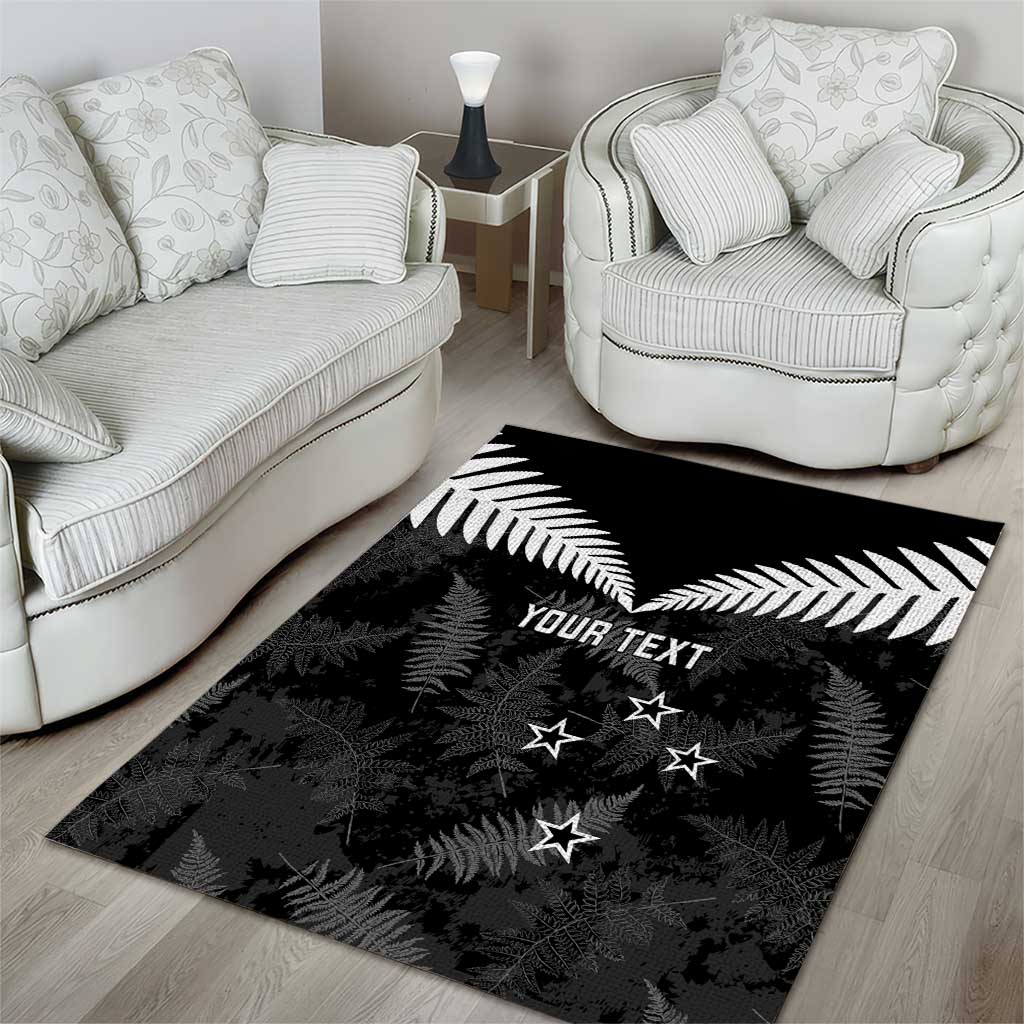 Custom New Zealand Silver Fern Football Area Rug Go Aotearoa Grunge Black - Vibe Hoodie