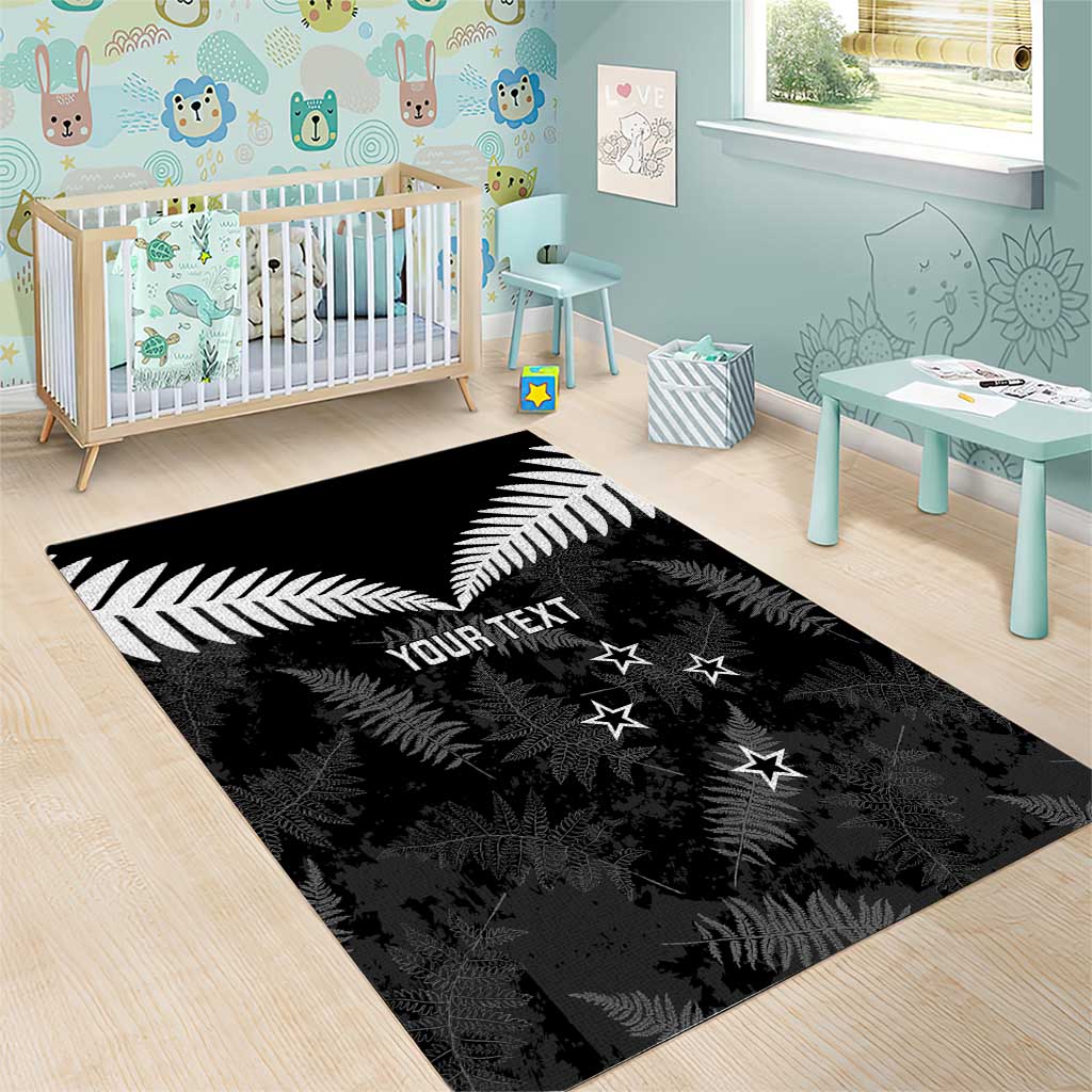 Custom New Zealand Silver Fern Football Area Rug Go Aotearoa Grunge Black - Vibe Hoodie
