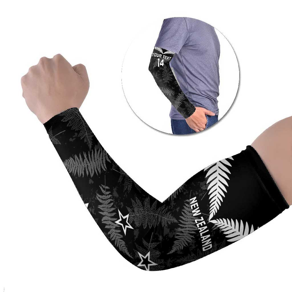 Custom New Zealand Silver Fern Football Arm Sleeves Go Aotearoa Grunge Black - Vibe Hoodie