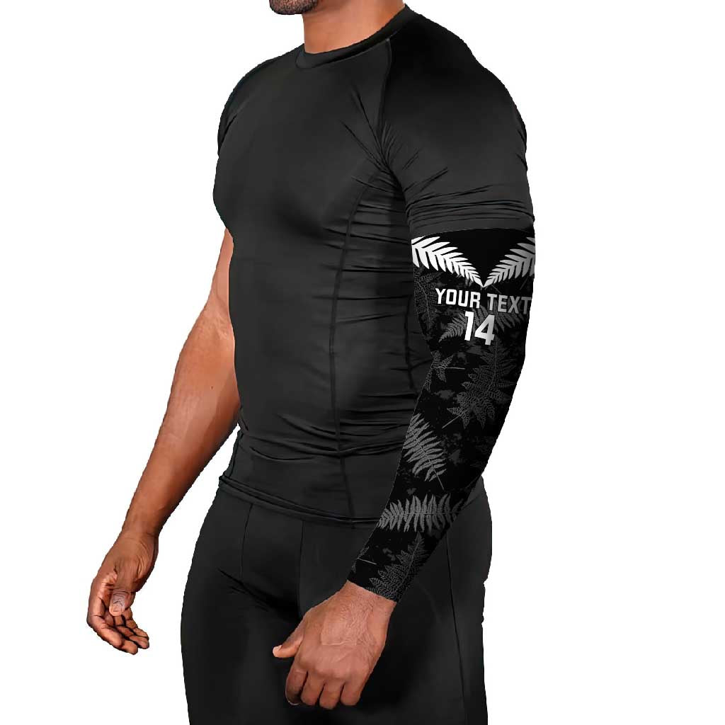 Custom New Zealand Silver Fern Football Arm Sleeves Go Aotearoa Grunge Black - Vibe Hoodie