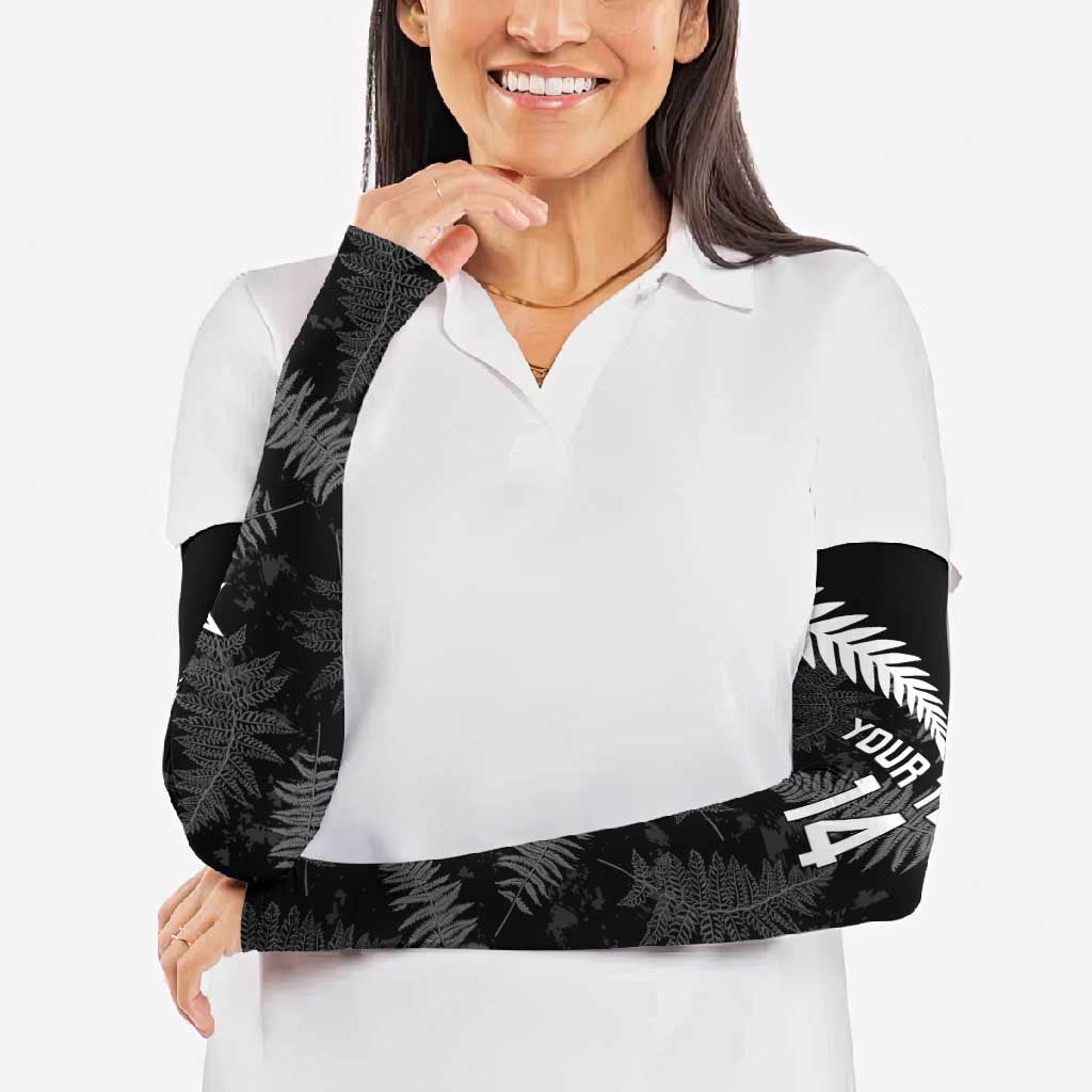 Custom New Zealand Silver Fern Football Arm Sleeves Go Aotearoa Grunge Black - Vibe Hoodie