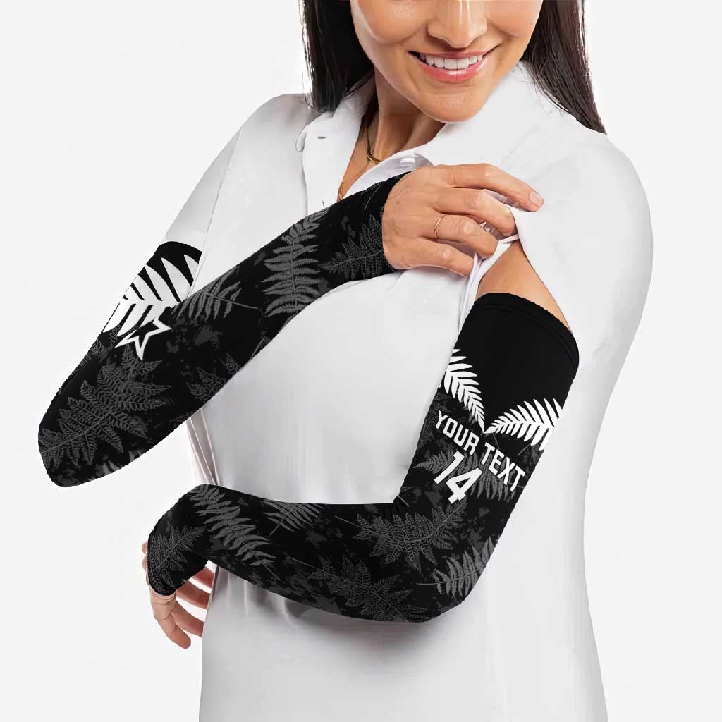 Custom New Zealand Silver Fern Football Arm Sleeves Go Aotearoa Grunge Black - Vibe Hoodie