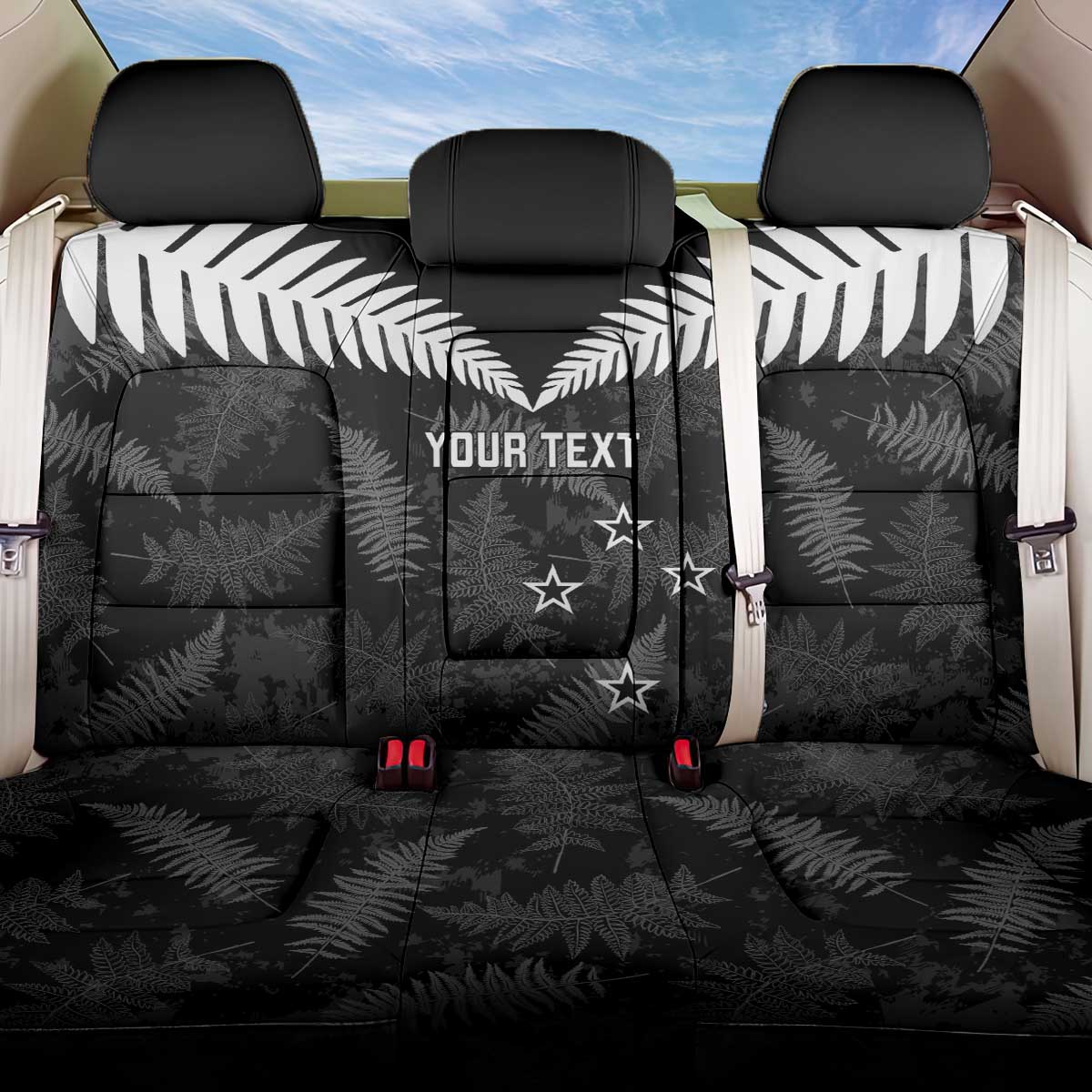 Custom New Zealand Silver Fern Football Back Car Seat Cover Go Aotearoa Grunge Black - Vibe Hoodie