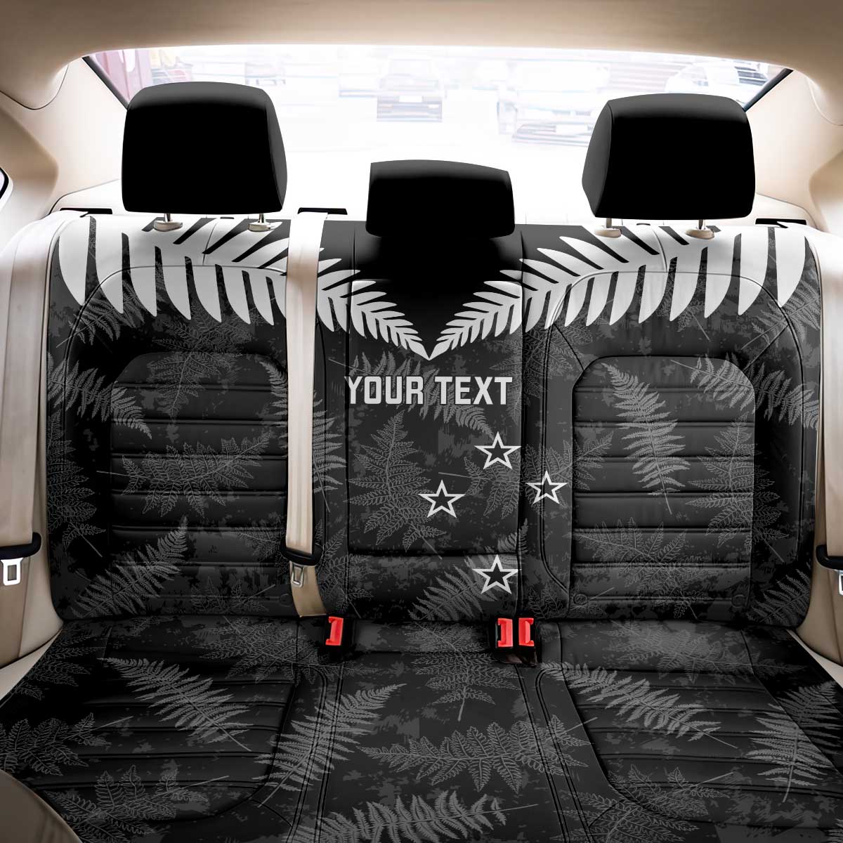 Custom New Zealand Silver Fern Football Back Car Seat Cover Go Aotearoa Grunge Black - Vibe Hoodie