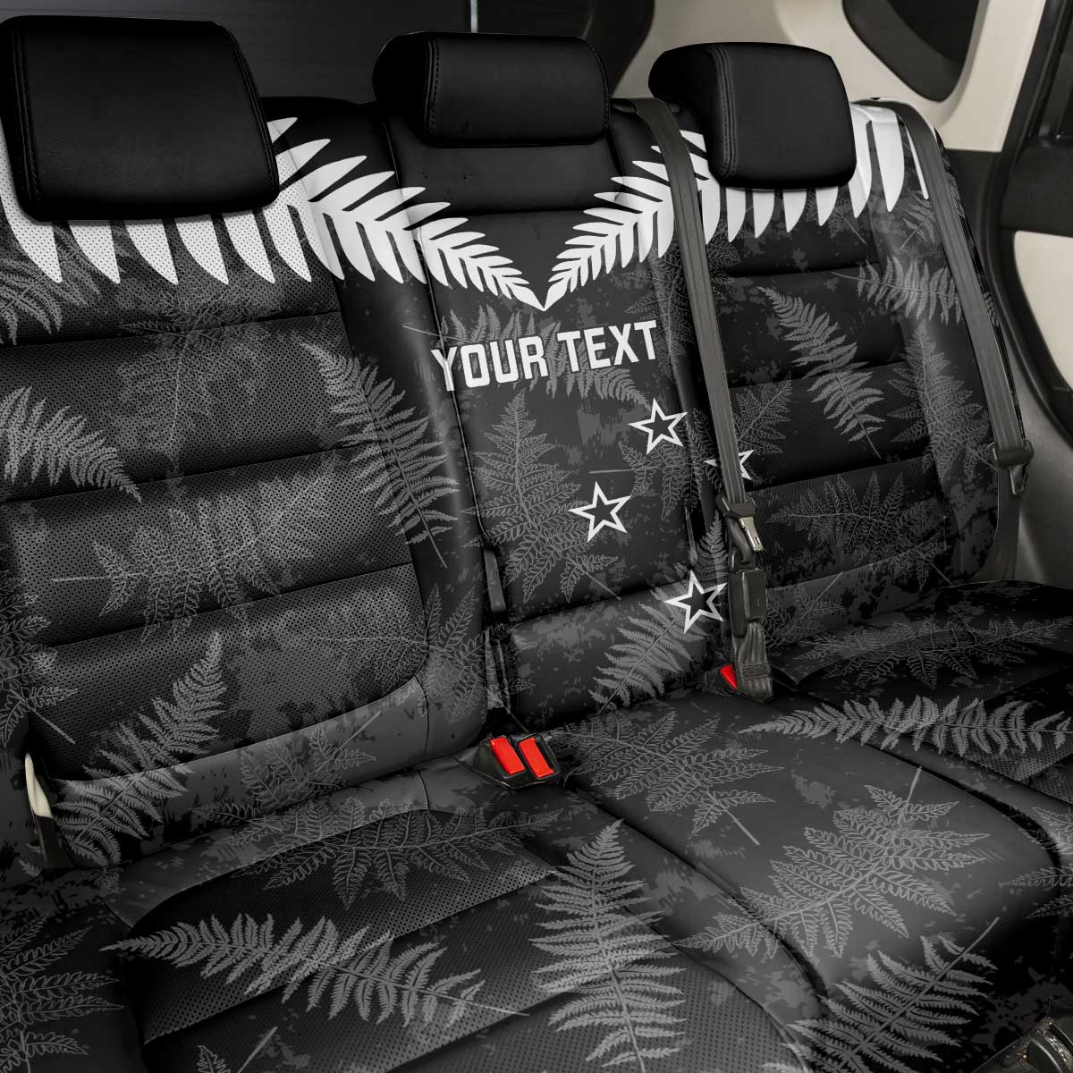 Custom New Zealand Silver Fern Football Back Car Seat Cover Go Aotearoa Grunge Black - Vibe Hoodie