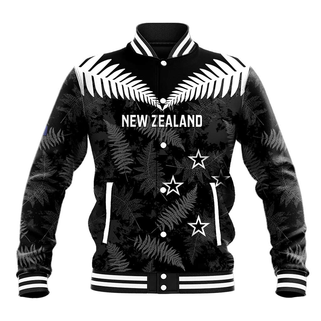 Custom New Zealand Silver Fern Football Baseball Jacket Go Aotearoa Grunge Black - Vibe Hoodie