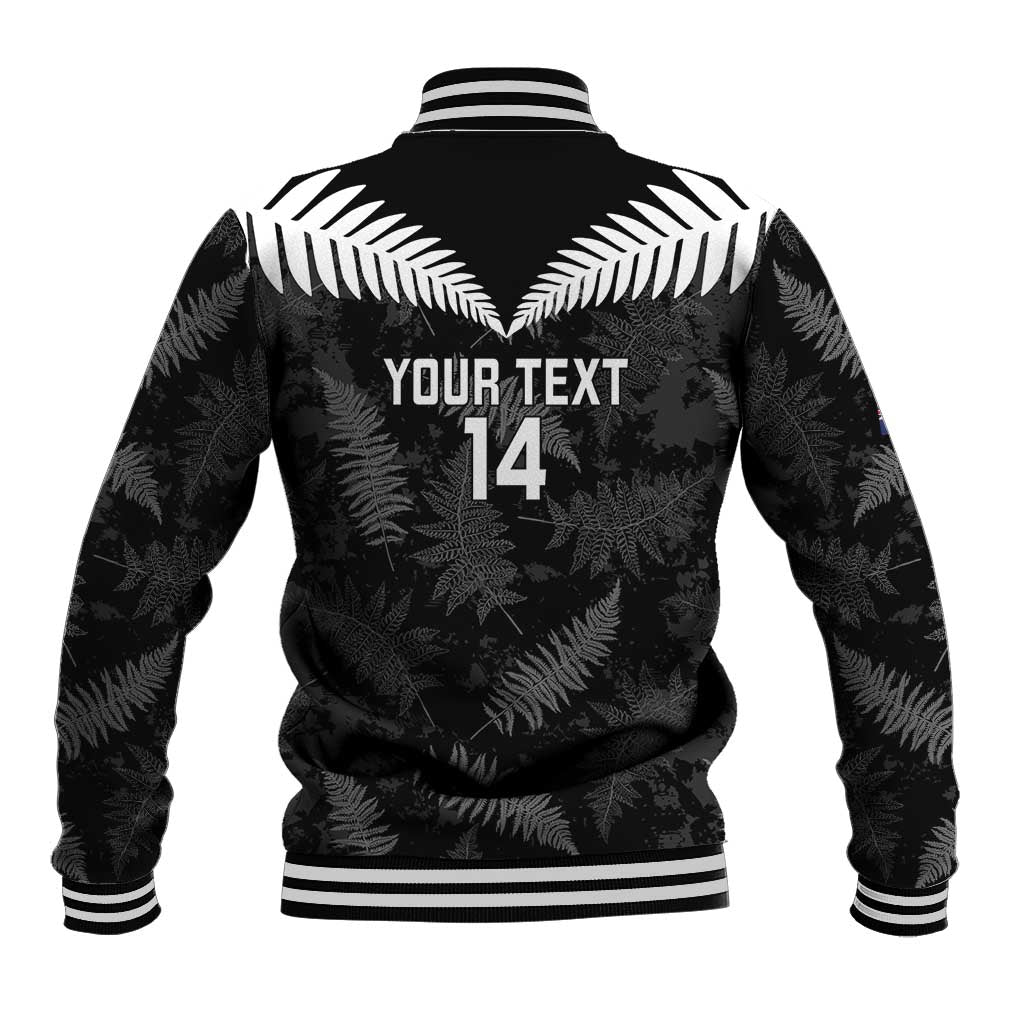 Custom New Zealand Silver Fern Football Baseball Jacket Go Aotearoa Grunge Black - Vibe Hoodie