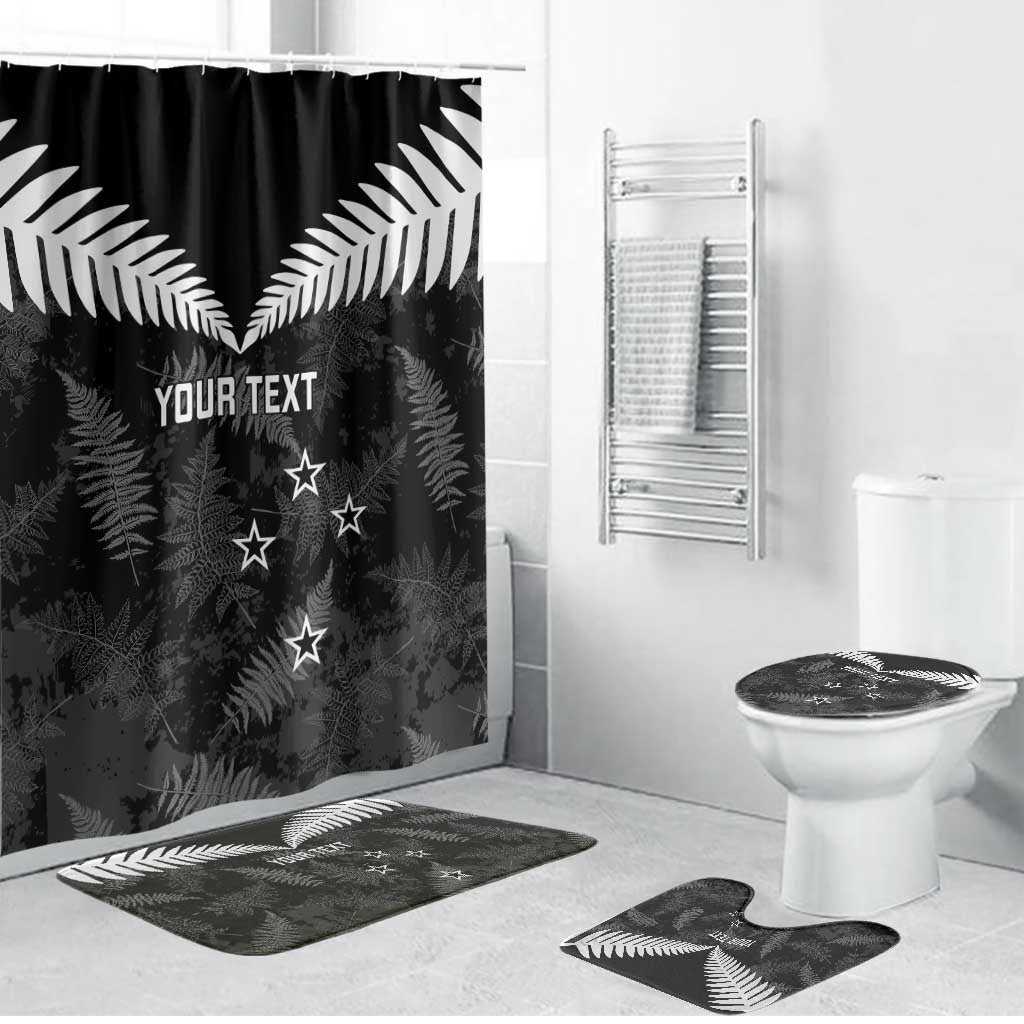 Custom New Zealand Silver Fern Football Bathroom Set Go Aotearoa Grunge Black - Vibe Hoodie
