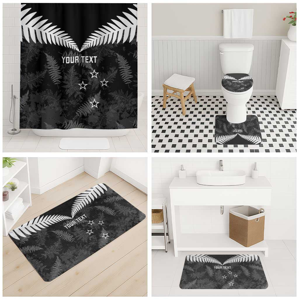 Custom New Zealand Silver Fern Football Bathroom Set Go Aotearoa Grunge Black - Vibe Hoodie