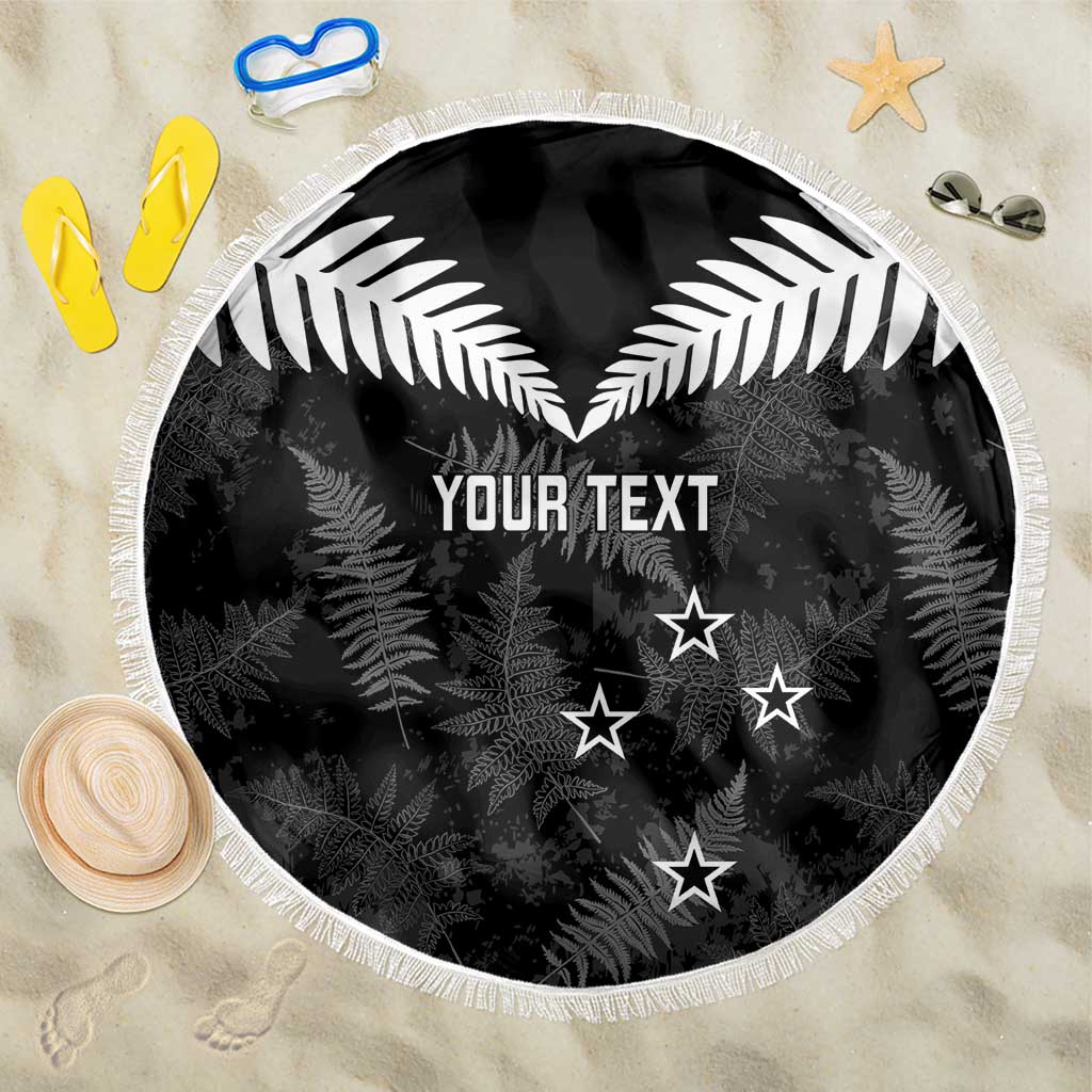 Custom New Zealand Silver Fern Football Beach Blanket Go Aotearoa Grunge Black - Vibe Hoodie