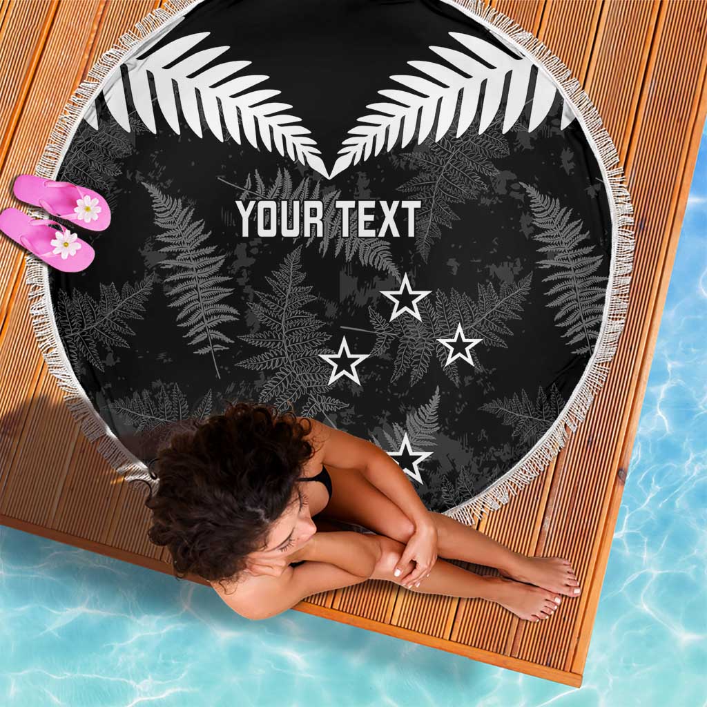 Custom New Zealand Silver Fern Football Beach Blanket Go Aotearoa Grunge Black - Vibe Hoodie