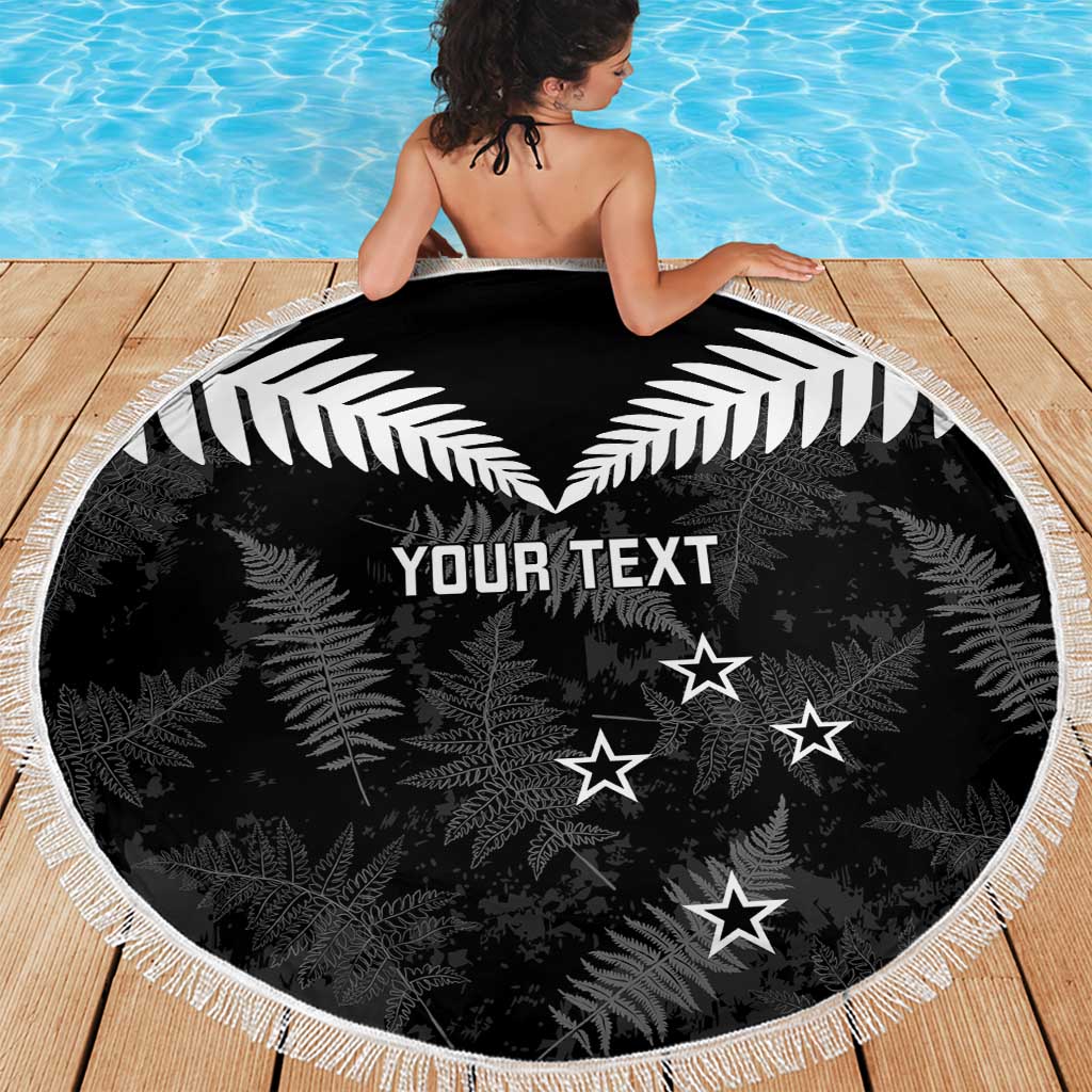 Custom New Zealand Silver Fern Football Beach Blanket Go Aotearoa Grunge Black - Vibe Hoodie