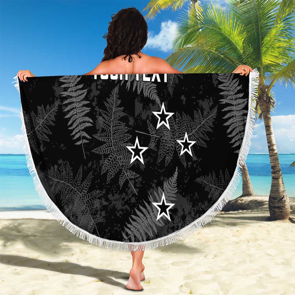 Custom New Zealand Silver Fern Football Beach Blanket Go Aotearoa Grunge Black - Vibe Hoodie