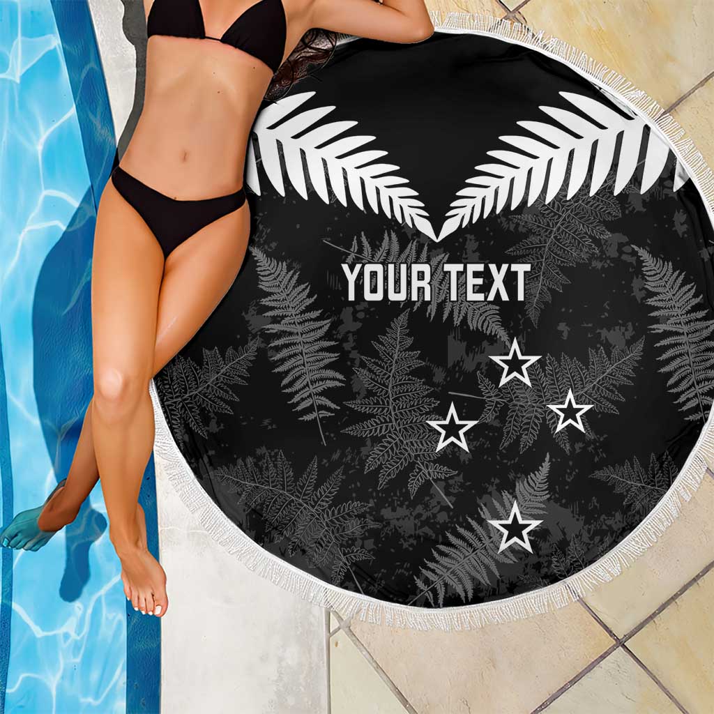 Custom New Zealand Silver Fern Football Beach Blanket Go Aotearoa Grunge Black - Vibe Hoodie