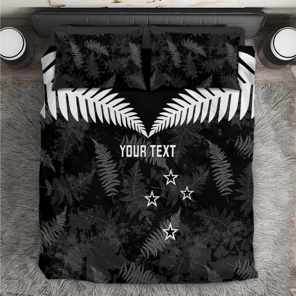 Custom New Zealand Silver Fern Football Bedding Set Go Aotearoa Grunge Black - Vibe Hoodie