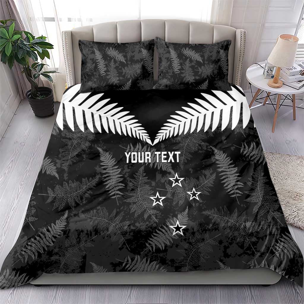 Custom New Zealand Silver Fern Football Bedding Set Go Aotearoa Grunge Black - Vibe Hoodie