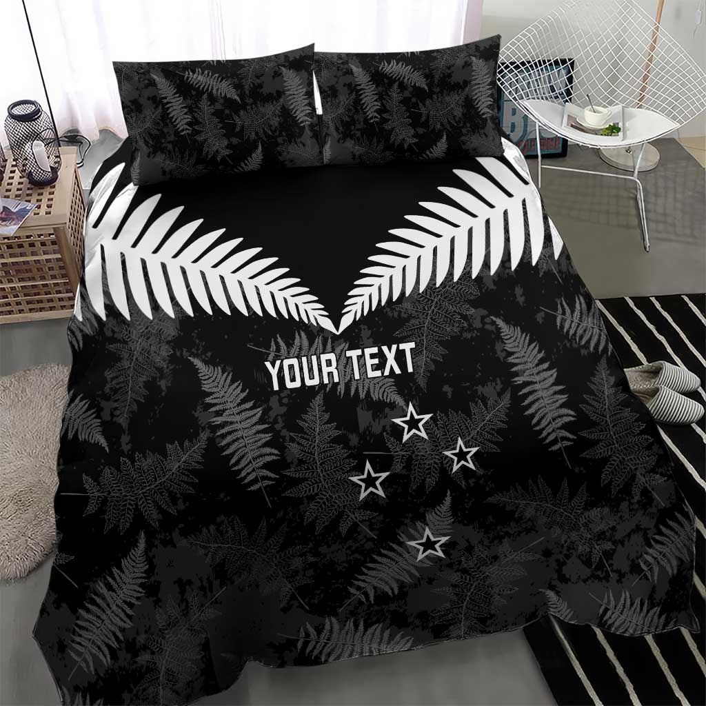 Custom New Zealand Silver Fern Football Bedding Set Go Aotearoa Grunge Black - Vibe Hoodie