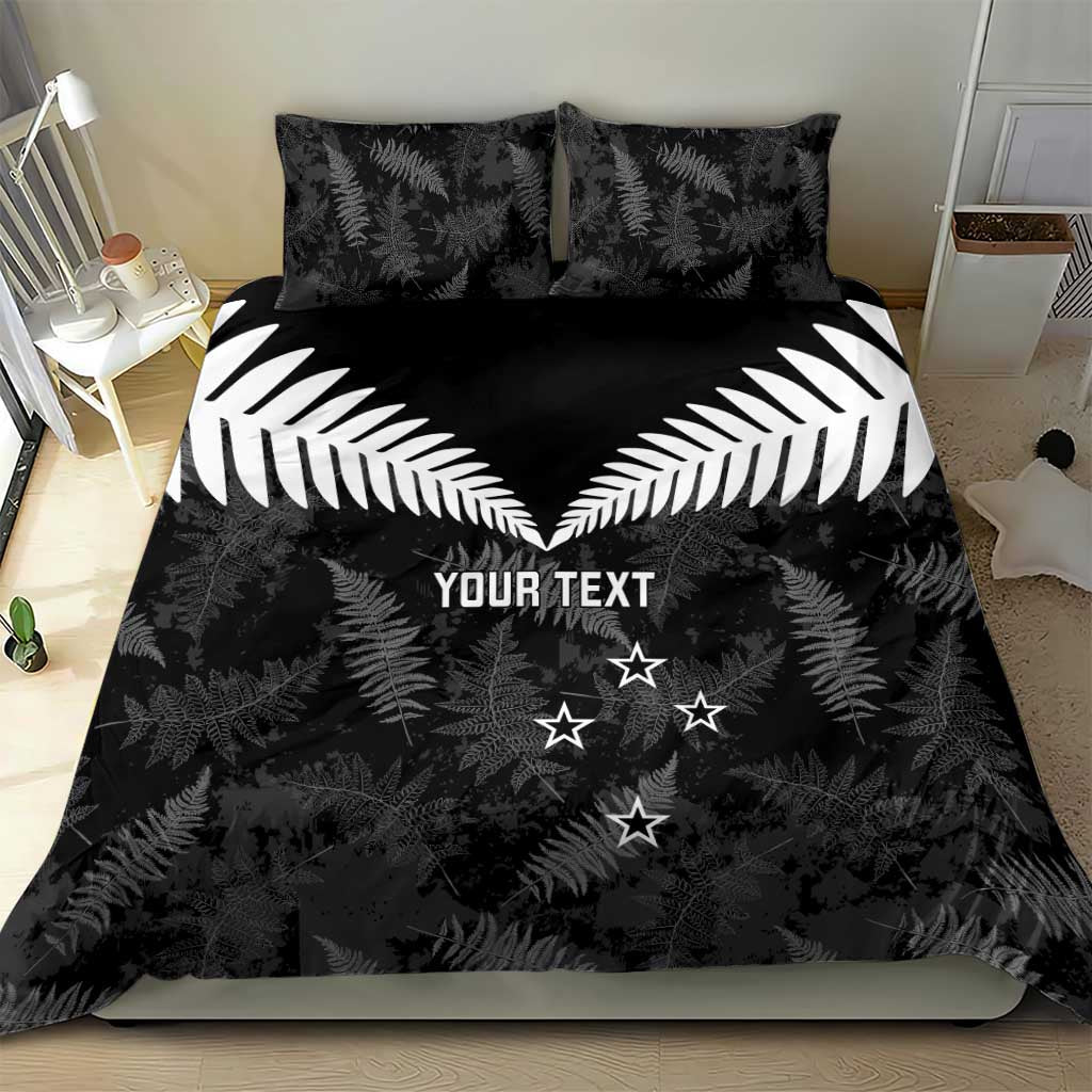 Custom New Zealand Silver Fern Football Bedding Set Go Aotearoa Grunge Black - Vibe Hoodie