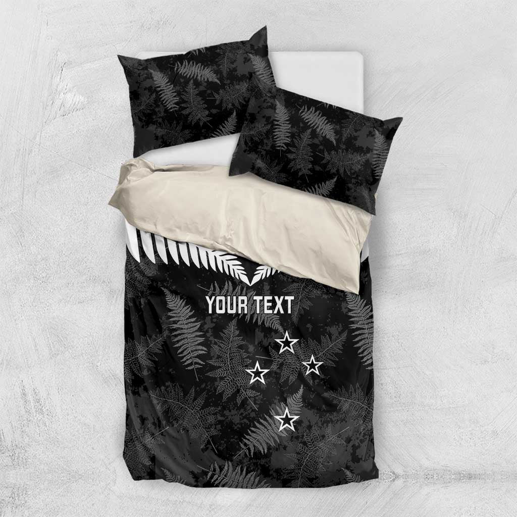 Custom New Zealand Silver Fern Football Bedding Set Go Aotearoa Grunge Black - Vibe Hoodie