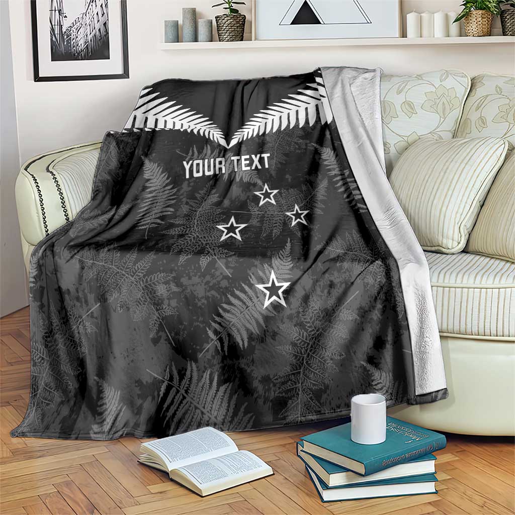 Custom New Zealand Silver Fern Football Blanket Go Aotearoa Grunge Black - Vibe Hoodie