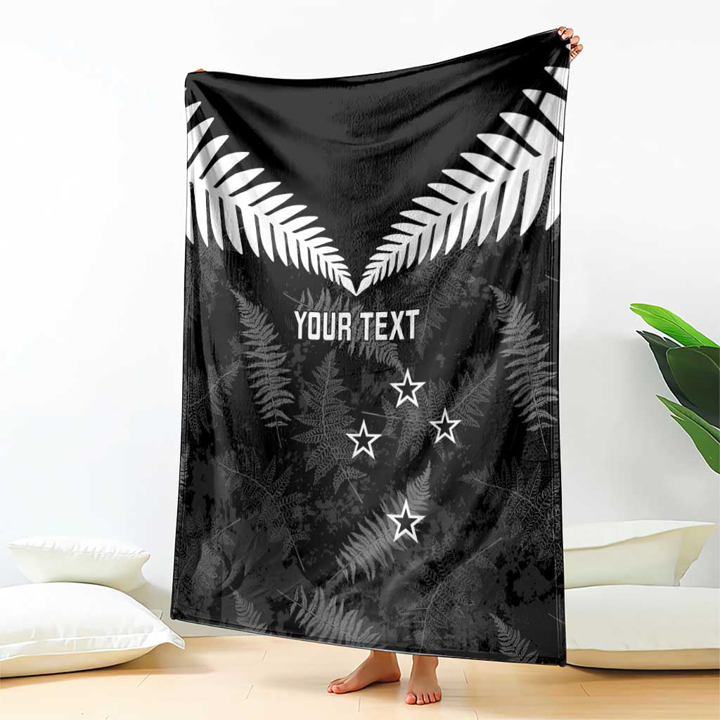 Custom New Zealand Silver Fern Football Blanket Go Aotearoa Grunge Black - Vibe Hoodie