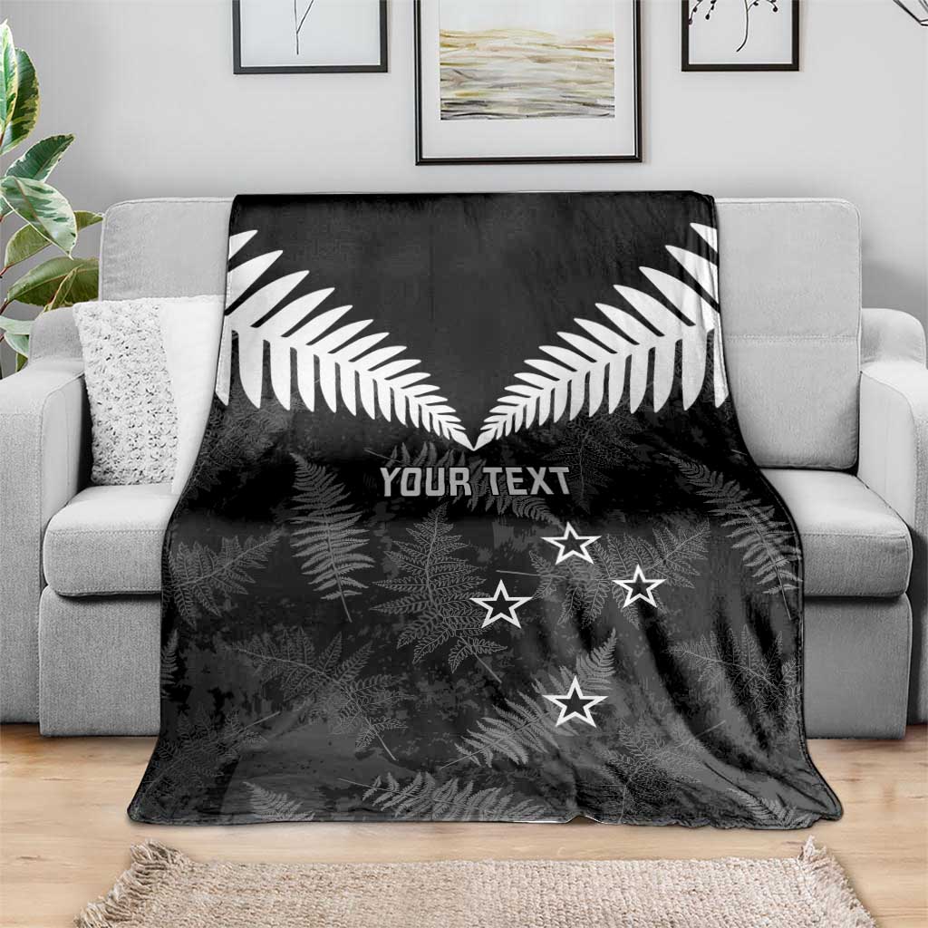Custom New Zealand Silver Fern Football Blanket Go Aotearoa Grunge Black - Vibe Hoodie