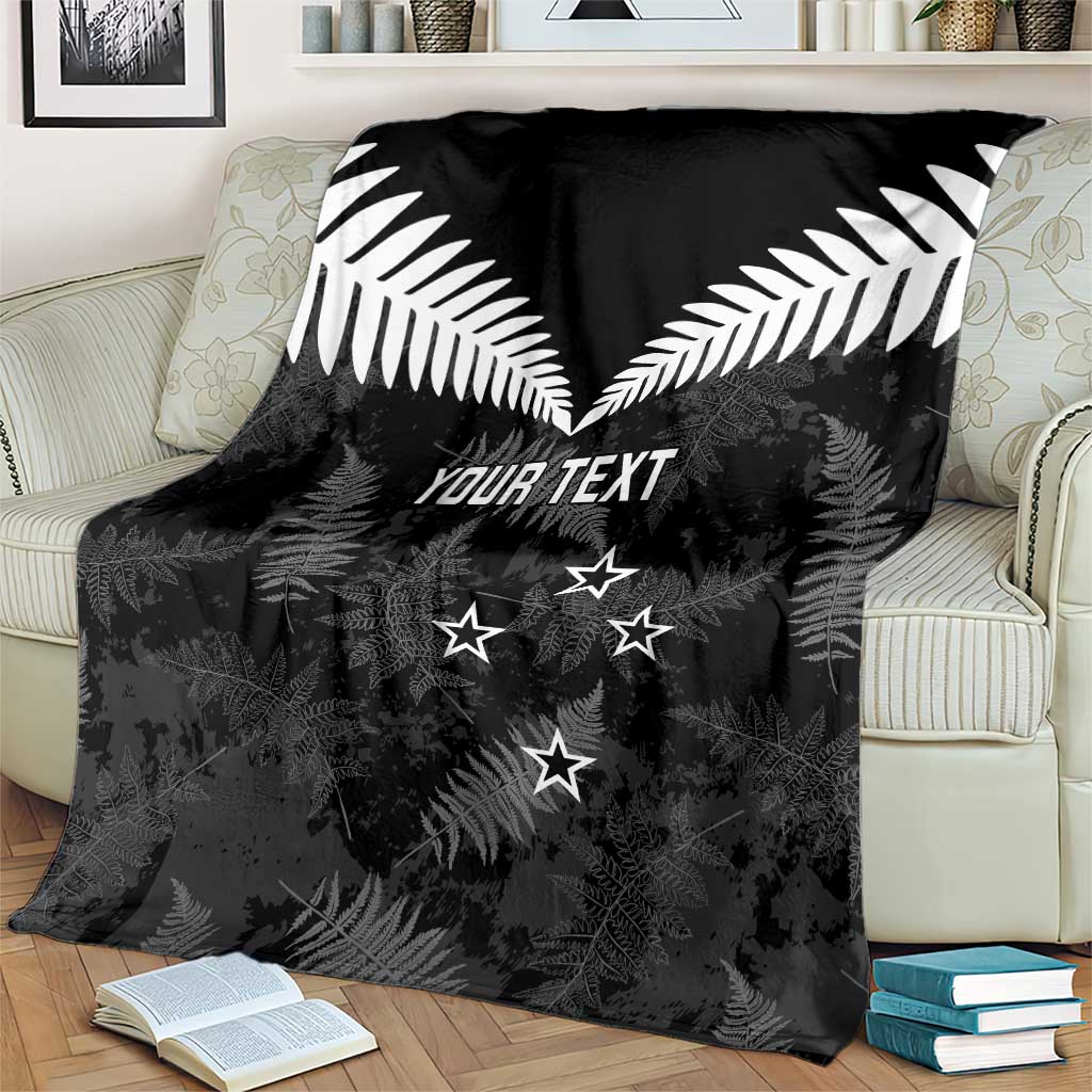 Custom New Zealand Silver Fern Football Blanket Go Aotearoa Grunge Black - Vibe Hoodie