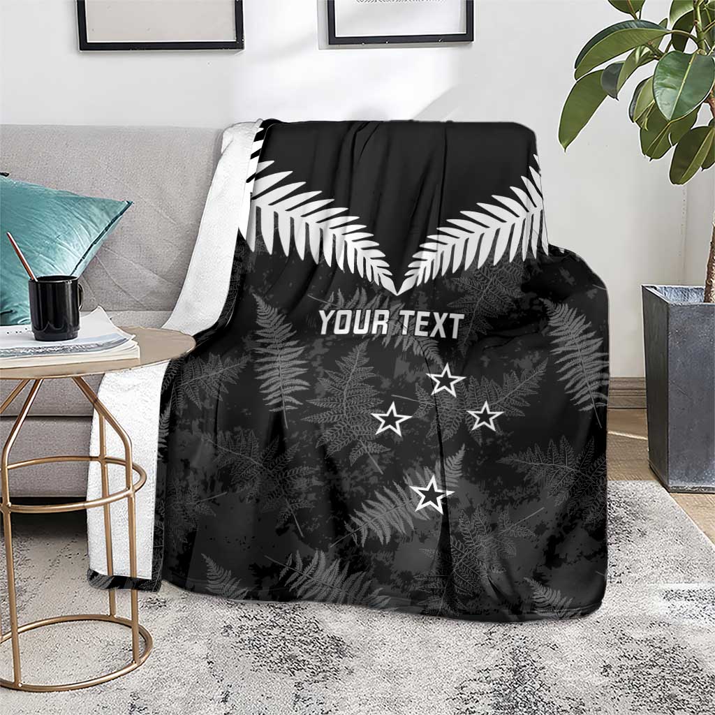 Custom New Zealand Silver Fern Football Blanket Go Aotearoa Grunge Black - Vibe Hoodie