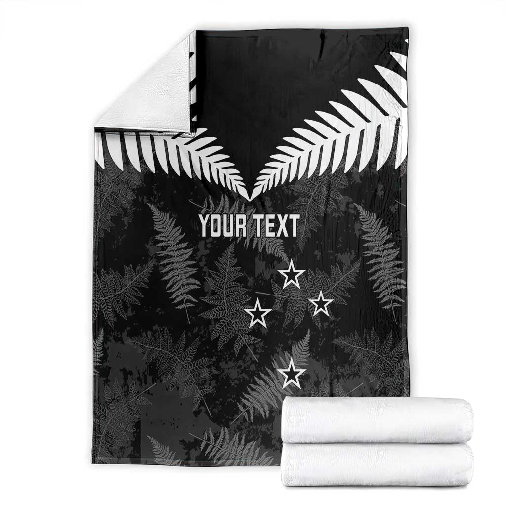 Custom New Zealand Silver Fern Football Blanket Go Aotearoa Grunge Black - Vibe Hoodie