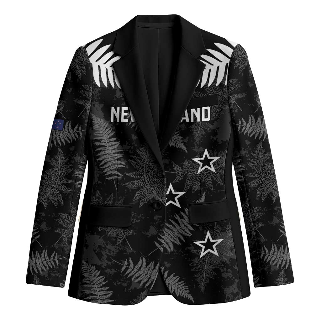 Custom New Zealand Silver Fern Football Blazer Go Aotearoa Grunge Black - Vibe Hoodie