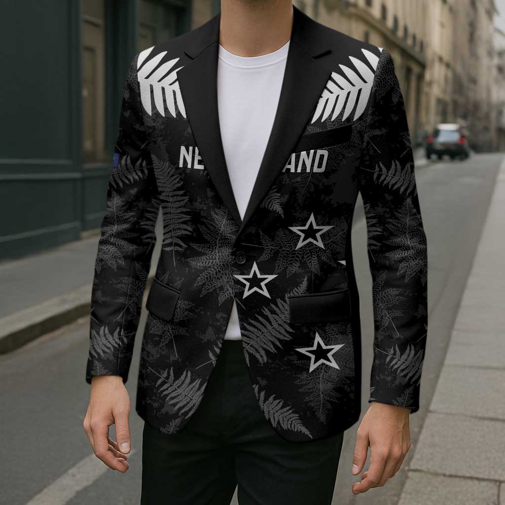 Custom New Zealand Silver Fern Football Blazer Go Aotearoa Grunge Black - Vibe Hoodie