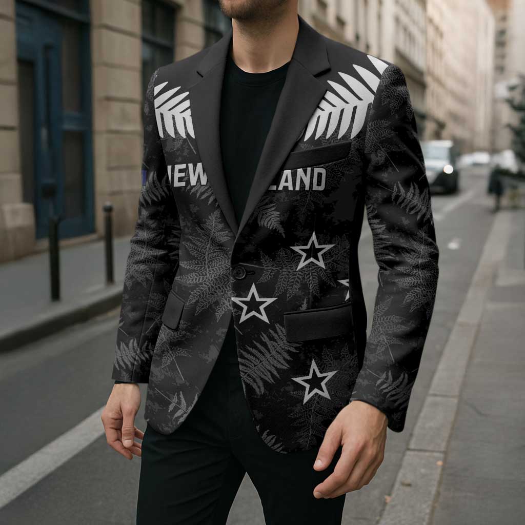 Custom New Zealand Silver Fern Football Blazer Go Aotearoa Grunge Black - Vibe Hoodie