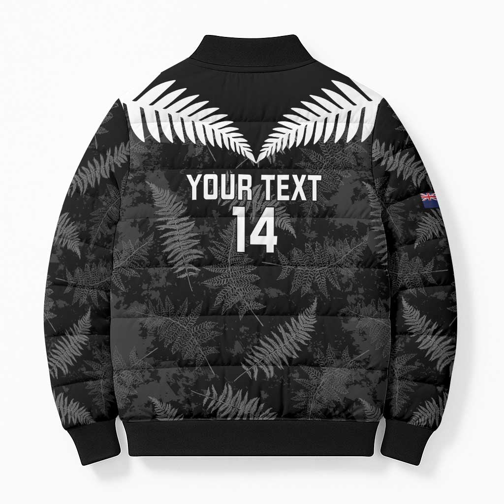 Custom New Zealand Silver Fern Football Bomber Puffer Jacket Go Aotearoa Grunge Black - Vibe Hoodie