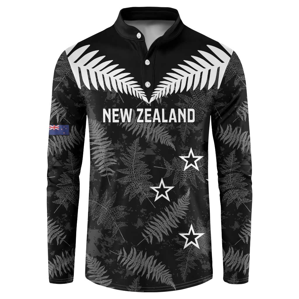 Custom New Zealand Silver Fern Football Button Sweatshirt Go Aotearoa Grunge Black - Vibe Hoodie