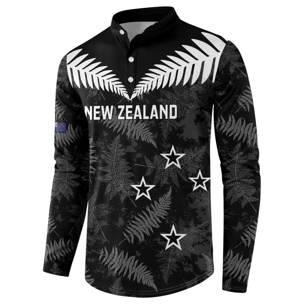 Custom New Zealand Silver Fern Football Button Sweatshirt Go Aotearoa Grunge Black - Vibe Hoodie