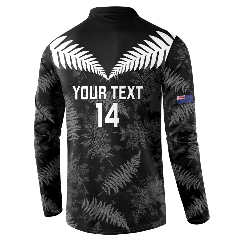 Custom New Zealand Silver Fern Football Button Sweatshirt Go Aotearoa Grunge Black - Vibe Hoodie