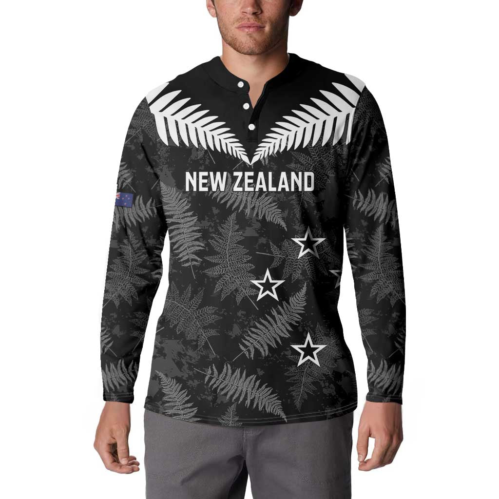 Custom New Zealand Silver Fern Football Button Sweatshirt Go Aotearoa Grunge Black - Vibe Hoodie