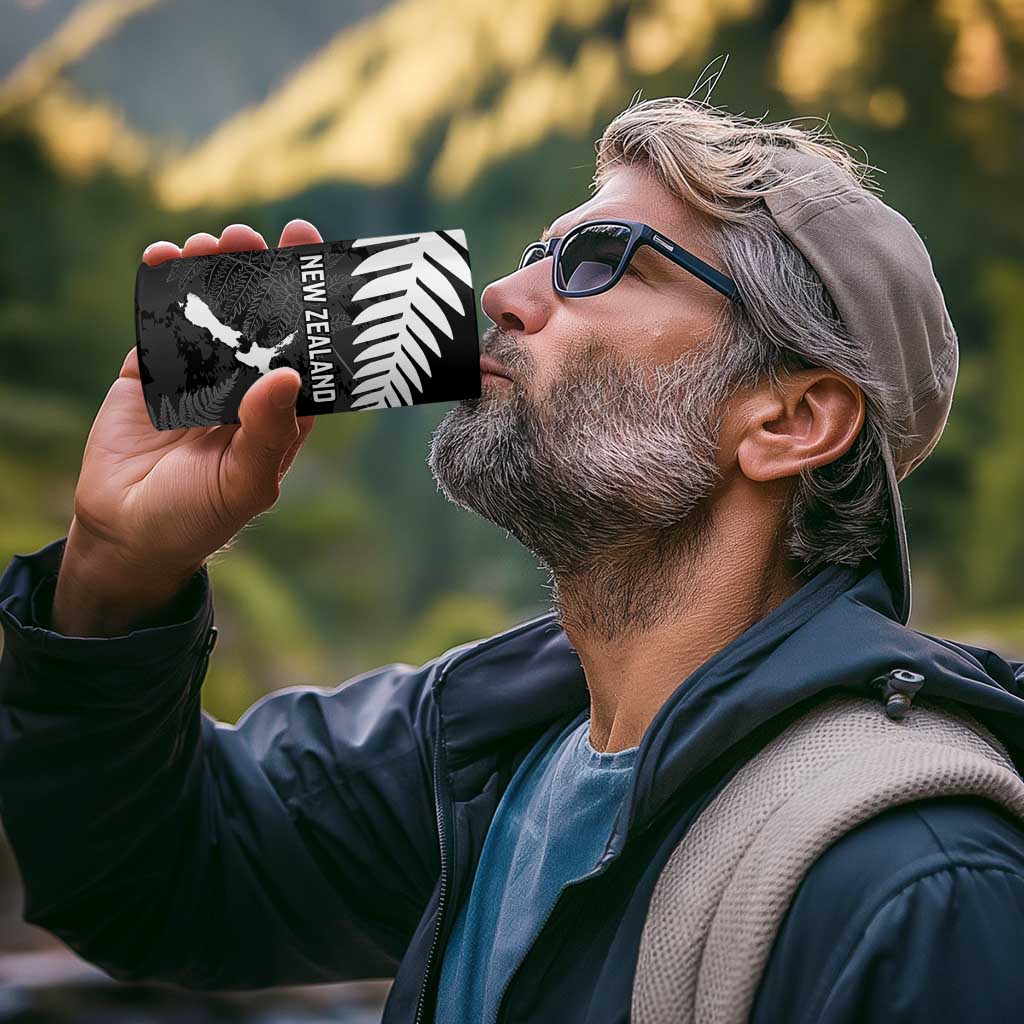 Custom New Zealand Silver Fern Football 4 in 1 Can Cooler Tumbler Go Aotearoa Grunge Black - Vibe Hoodie