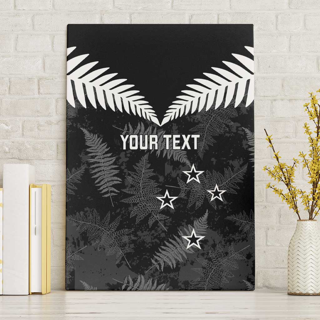 Custom New Zealand Silver Fern Football Canvas Wall Art Go Aotearoa Grunge Black - Vibe Hoodie