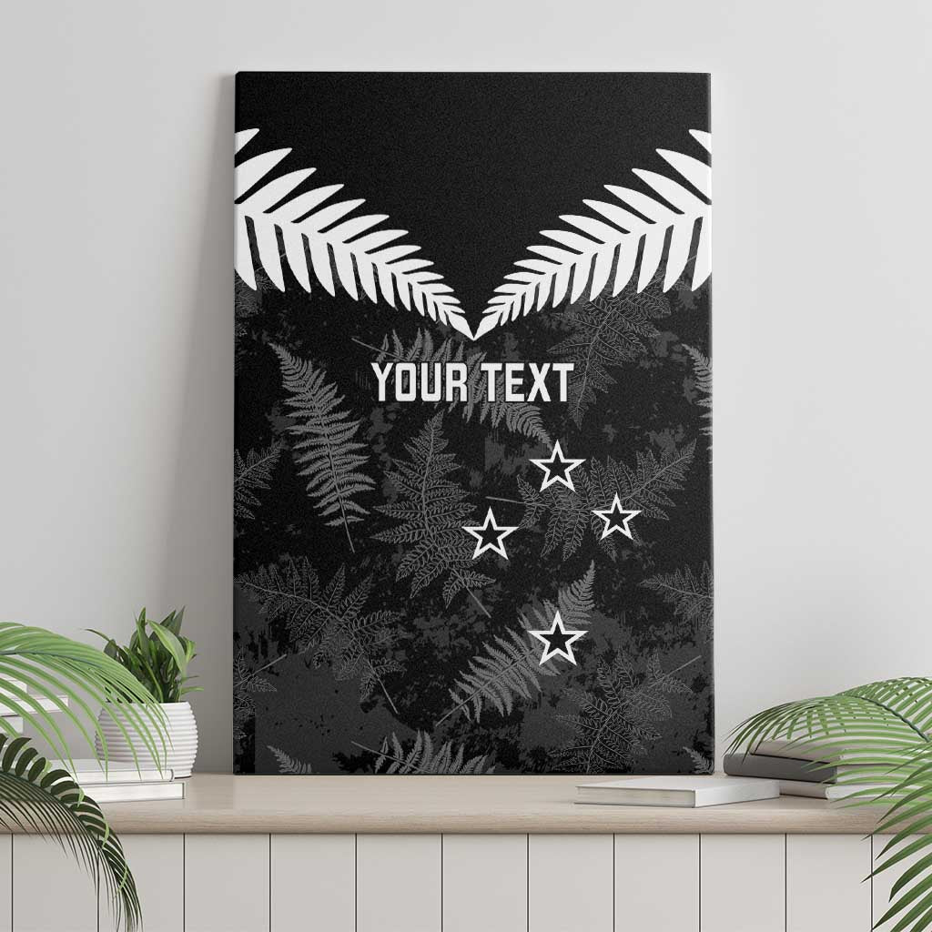 Custom New Zealand Silver Fern Football Canvas Wall Art Go Aotearoa Grunge Black - Vibe Hoodie