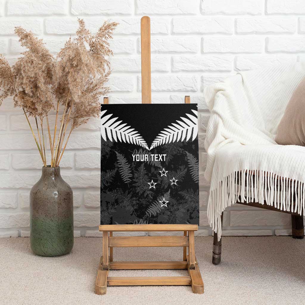 Custom New Zealand Silver Fern Football Canvas Wall Art Go Aotearoa Grunge Black - Vibe Hoodie